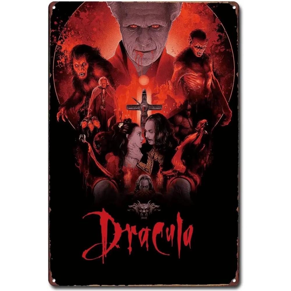 Kovové nástěnné umění Halloweenská hororová dekorace 20x30cm Domácí Jeskynní Muž Filmová cedule