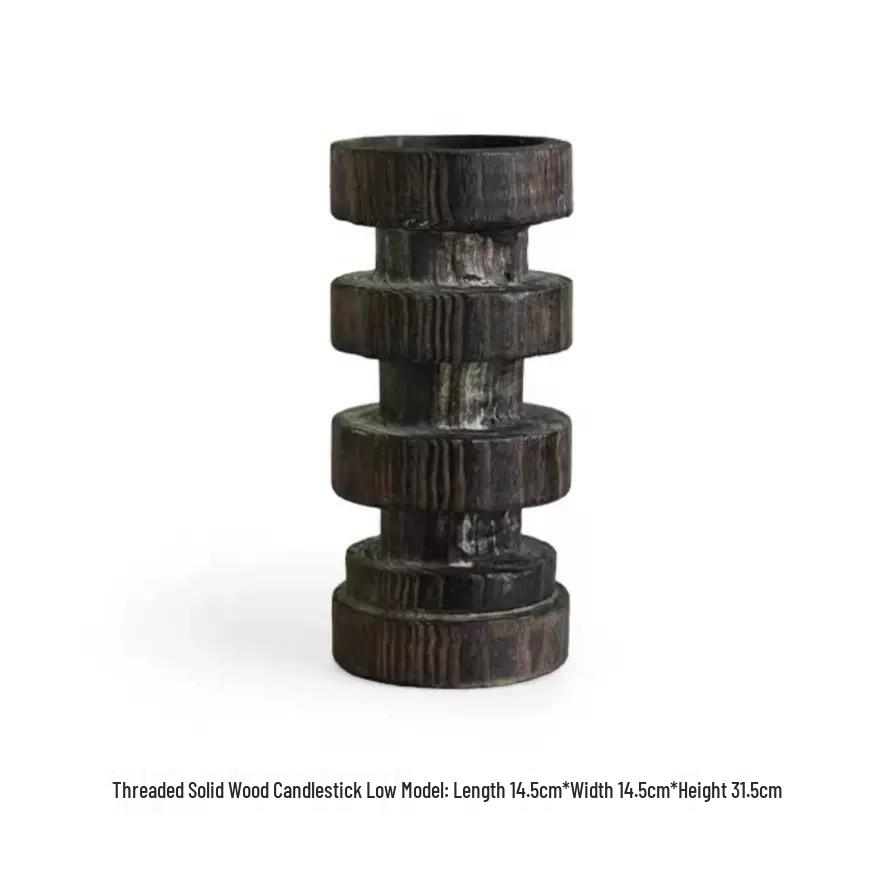 

Wabi-Sabi Style Solid Wood Aged Flower Vase for Living Room or Entryway Decor