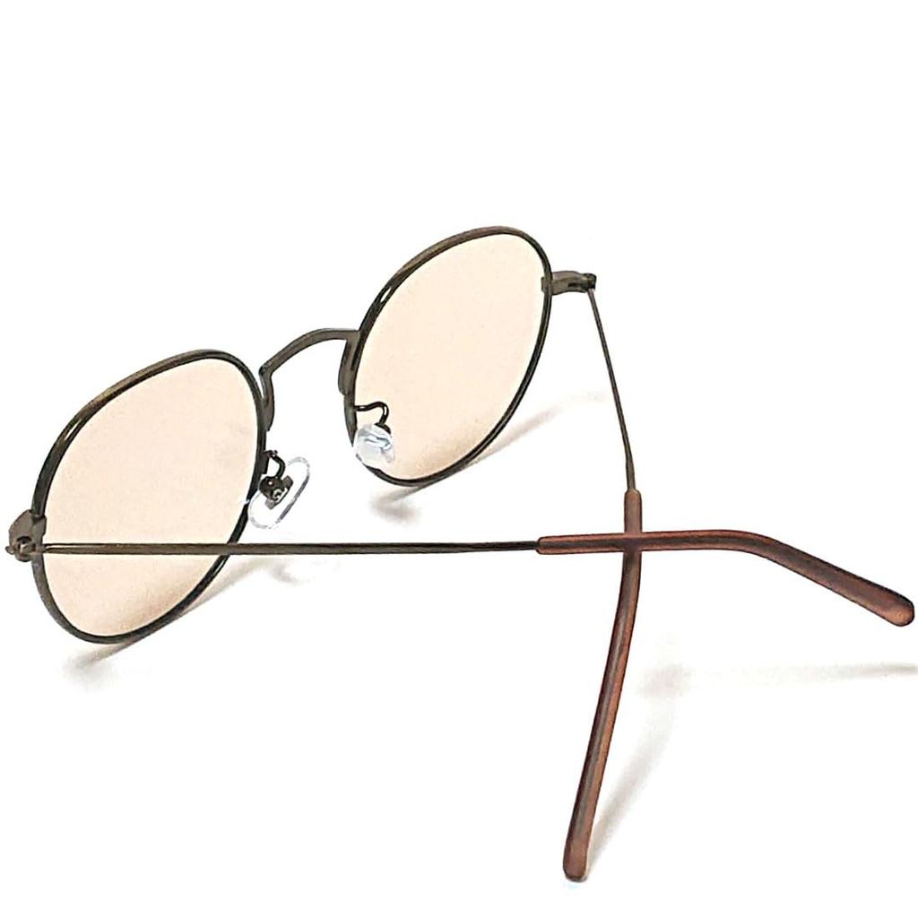 Gold Matte x Light Brown Fashion Boston Colored Slim [FashionBerry] 4. Sunglasses, Glasses, Style, Metal, Lenses, Unisex, Stylish, Fit, Lightweight,