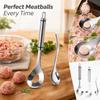 Edelstahl-Fleischbällchen-Set, 2 Fleischbällchen-Löffel und 2 zusätzliche Löffel, Kombi-Set für hausgemachte Fleischbällchen
