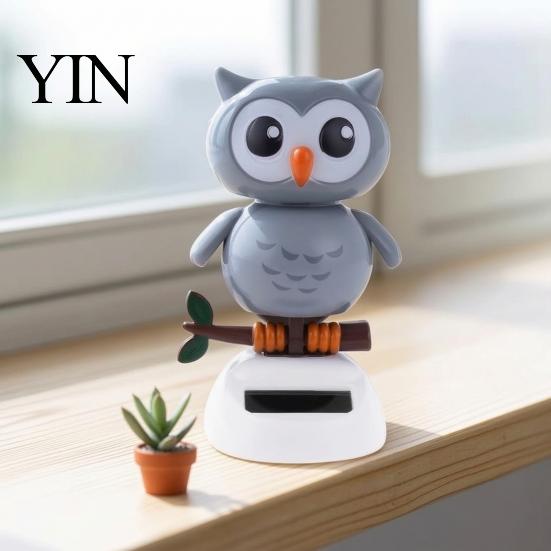 Solar Shaking Head Toy Funny Dancing Duck Toys, Creative Fun Swinging Stable Base Car Ornament Owl Decorations Desktop Ornaments Interior Cute