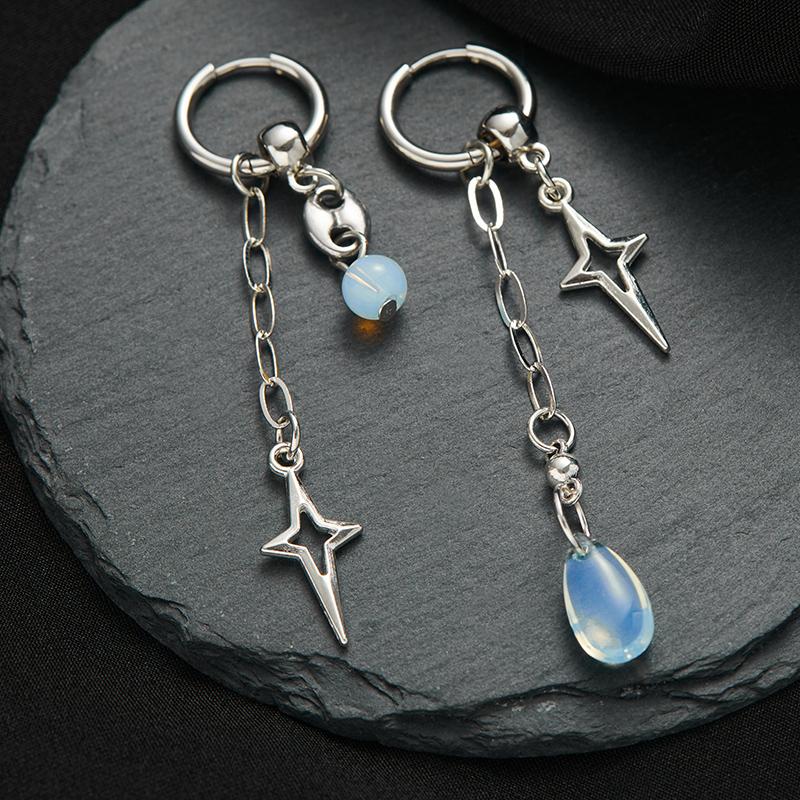 Gothic Rock Punk Cross Star Drop Long Earrings Women Men Hip Hop Party Jewelry Gift Y2K Korean Trend