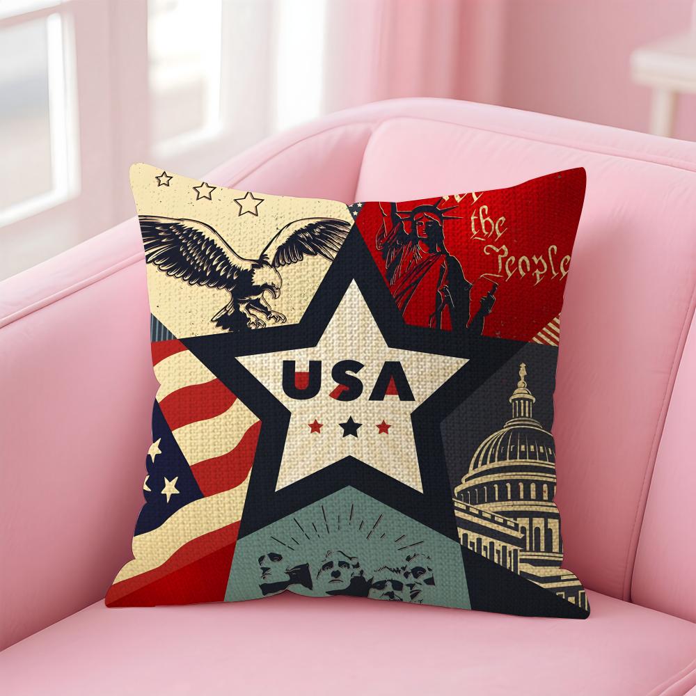 

The USA Fashion Cushion Cover Natural Linen Pillow Case DoubleSided Print Decorative Sofa Pillowcase Home Decor Gift 30x30cm