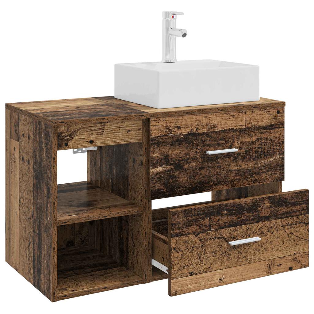 Bathroom Furniture Set 2 pcs Reclaimed Wood Effect Particleboard