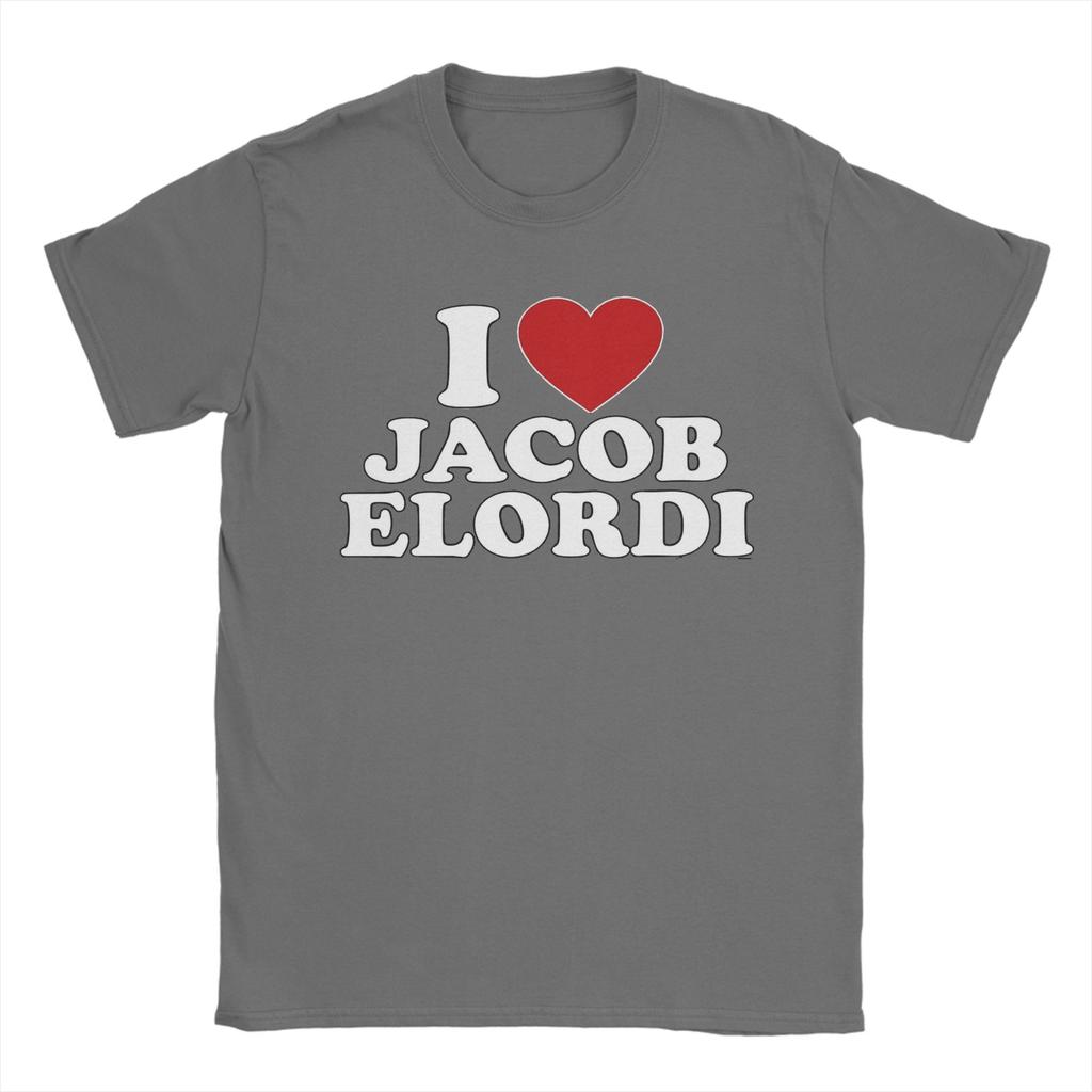 I Love Jacob Elordi Unisex S T Shirt Vintage Tees Short Sleeve Round Neck TShirt Cotton Printing Clothing