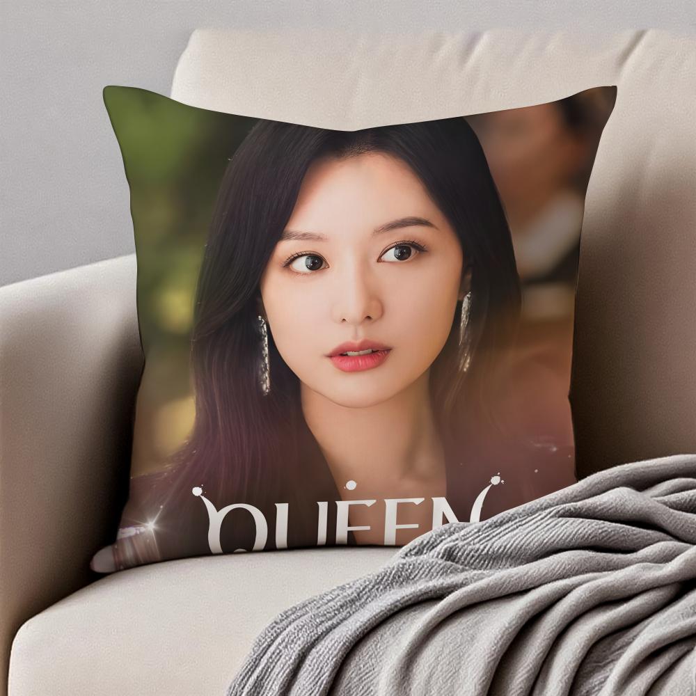 Korean Drama QQueen of Tears Cushion Cover Pillowcase Antidustmite Invisible Zipper Short Plush Sofa Cushion