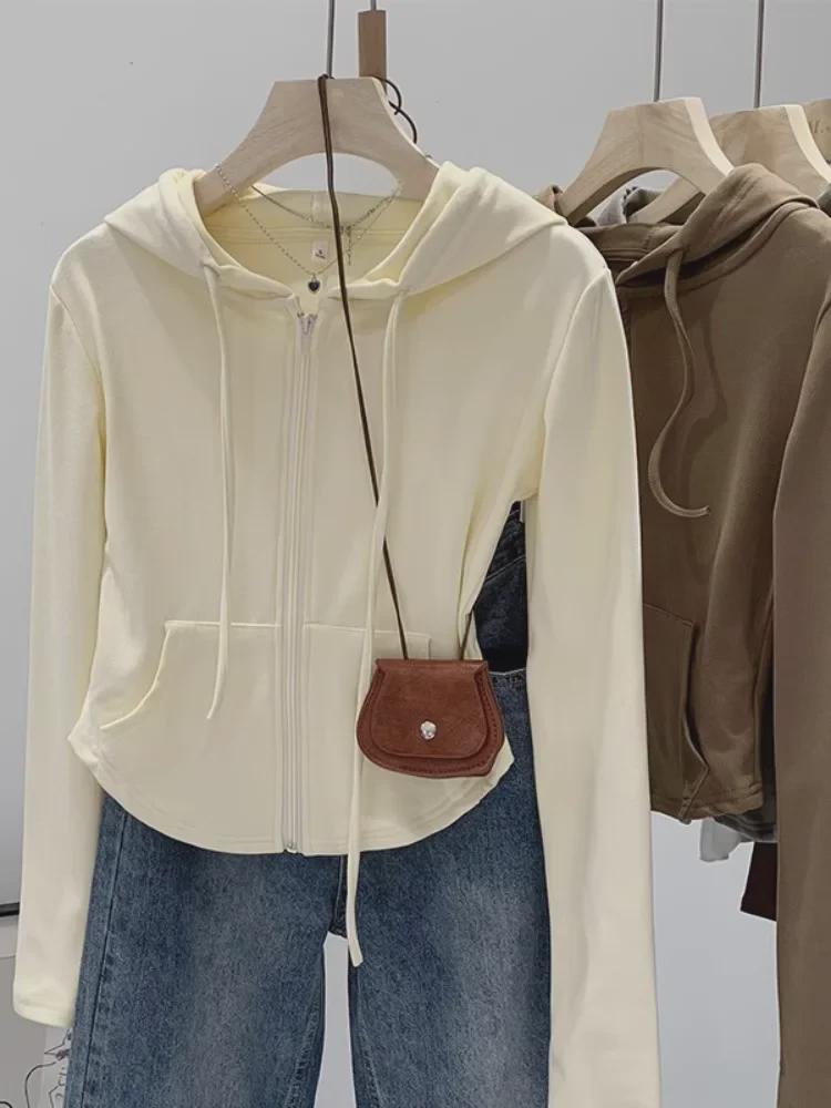 Women's Pure Desire Hooded Cardigan - Autumn/Winter Slim Fit, Long Sleeve, Short Style Sweater