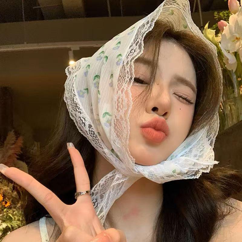 2025 Spring/Summer Pastoral Girl's Lace Headband: Sweet, Stylish, Sunscreen Head Wrap