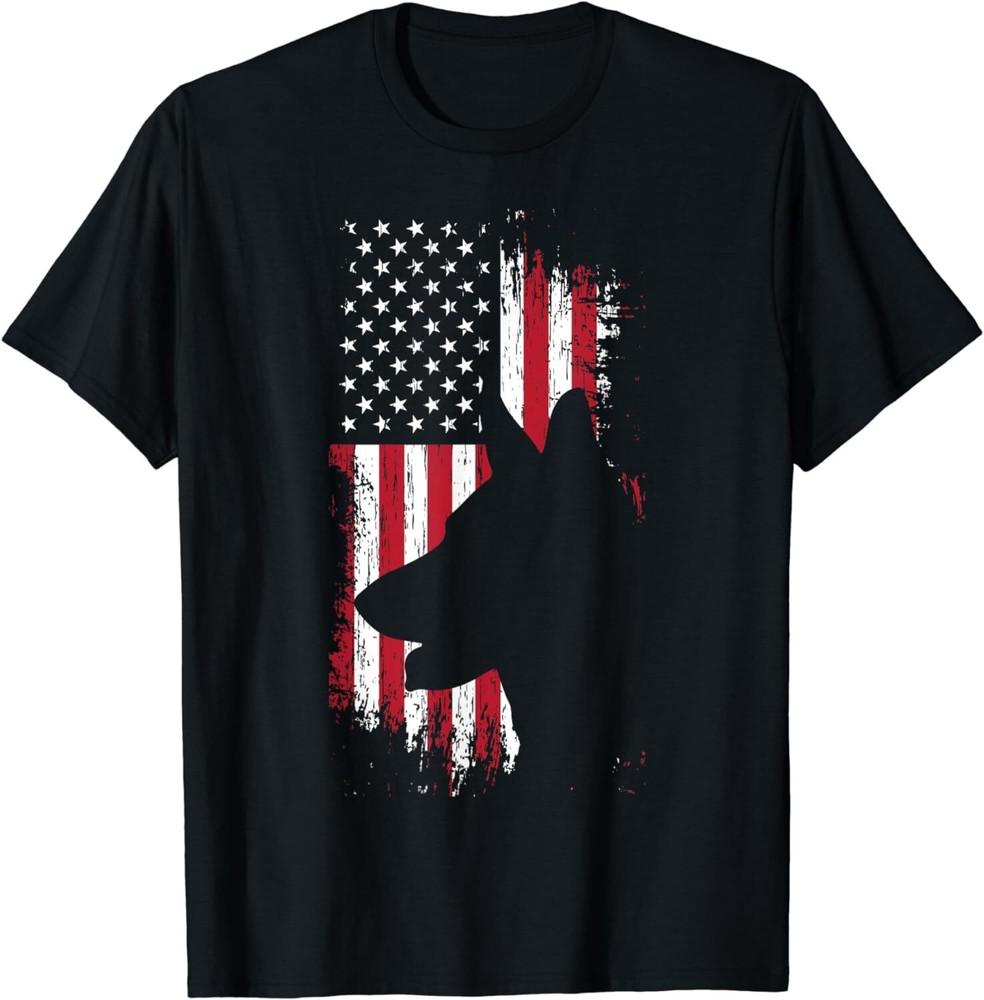 

German Shepherd American Flag Shirt USA Patriotic Dog Funny Gift Unisex T-Shirt 2XL