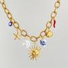 Trendy Titanium Valentine's Necklace with Heart, Flower, and Fruit Pendants - New Pastoral Style Jewelry