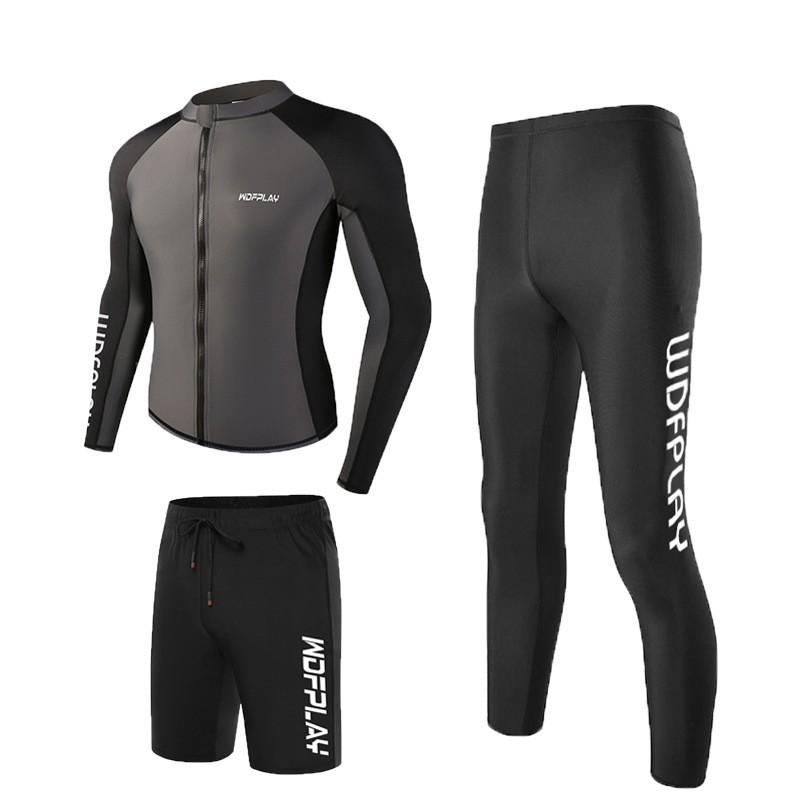 Mens Full Coverage UV Protection Rash Guard Set Long Sleeve Surfing Wetsuit With Pants Snorkeling Swimming
