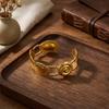 Bohemian Conch Stainless Steel Cuff Bracelet for Women Dainty Shell Hollow Spiral Open Bangle Party Chunky Jewelry Gift