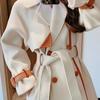 Fashionable Color Block Woolen Coat with Thickened Clothes for Women In Autumn and Winter
