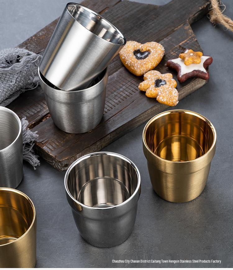Korean Style Double Layer Insulated 304 Stainless Steel Cup for Water, Tea, Coffee, Beer, and Cold Drinks
