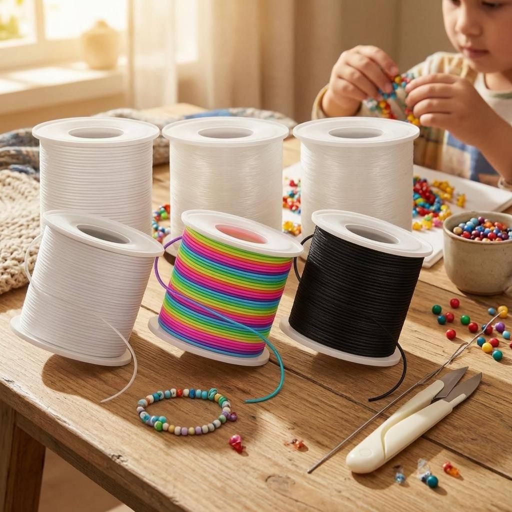 1mm Elastic Cord Kit Spools String Included Scissors Drawstring Threader
