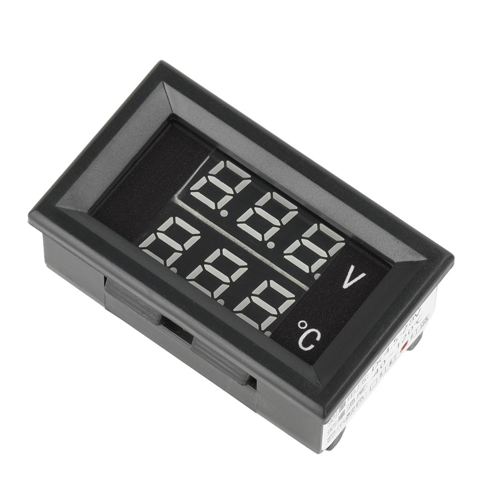 DC4-28V -40~120℃ Digital Voltmeter Thermometer 0.28" LED Display with 1meter NTC 10K Temp Probe for Car, Motorcycle 5V 12V 24V