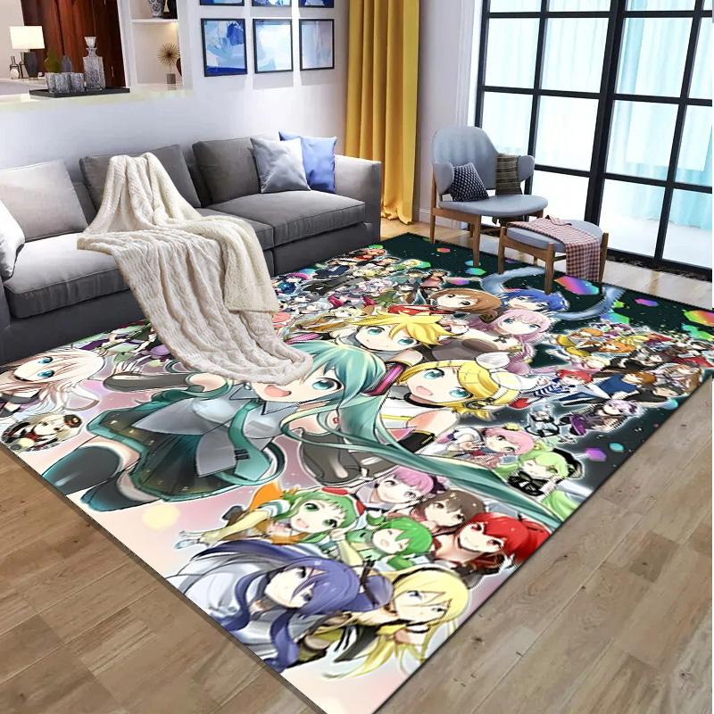 Hatsune Miku Pattern Rug, Indoor/Outdoor Mat, for Picnic, Gameroom, Bedroom, Office, Living Room, Home Decor Carpet, Birthday Gift