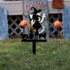 Spooky Halloween Garden Stakes Set with Witch Pumpkin and Black Cat Silhouettes - Metal Outdoor Decor for Lawn and Yard