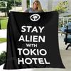 Coperta stampata della band Tokio Hotel Coperta calda per bambini Coperta in flanella morbida e accogliente Coperta per divano letto Coperta da viaggio Regalo di compleanno