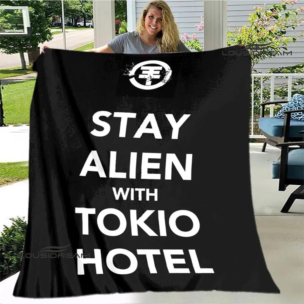 Coperta stampata della band Tokio Hotel Coperta calda per bambini Coperta in flanella morbida e accogliente Coperta per divano letto Coperta da viaggio Regalo di compleanno