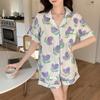 Japanese-style Unprinted Style Summer Fresh Cotton Pajamas Women's Short Sleeves 1011 New Loose Outer Loungewear Suit