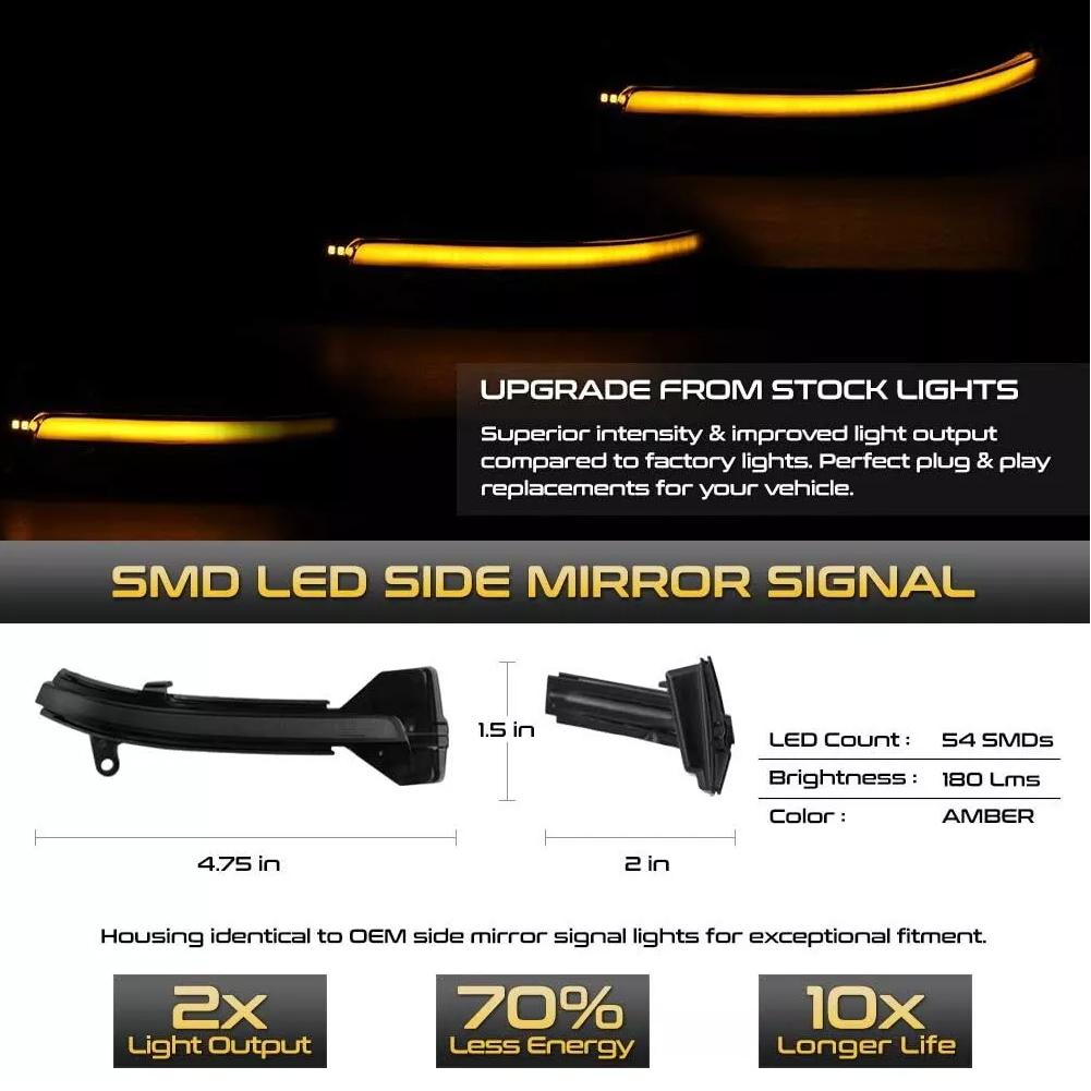 2Pcs LED Mirror Turn Signal Light Waterproof LED Dynamic Turn Signal Light 12V Exterior Mirror Turn Signal Lamp Car Accessories