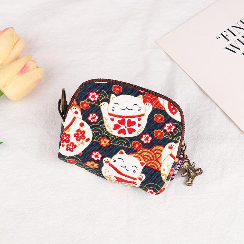 1Pc Retro Mini Bag Women Coin Purses Cute Cartoon Short Wallet Purse Card Bag