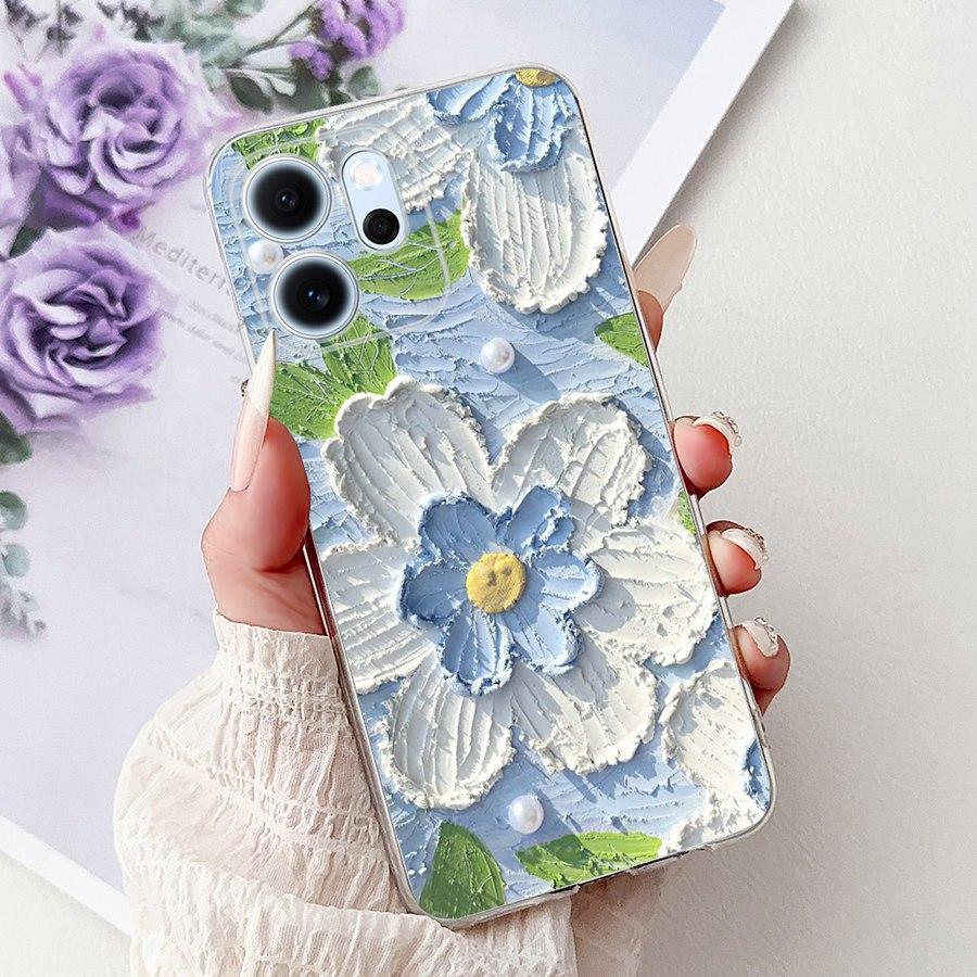 Phone Case For OPPO Reno14 F 5G Capa Soft Silicone New Flower Protective Back Cover For Oppo Reno 14F 14 F CPH2743 Fundas Coque