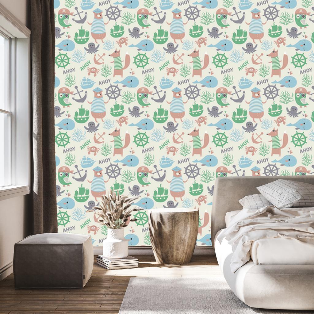 Animals Pirates Wallpaper for Living Room and Bedroom 50x1000