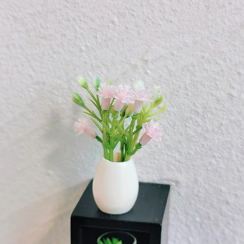 1 Pcs Miniature Plastic Colorful Floral Plants Potted Model 1:12 Dollhouse Simulation Outdoor DIY Accessories