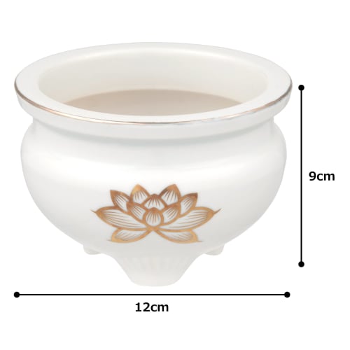 Tomatsu Shoten Buddhist Altar Accessories, Shinto Altar Accessories, White Gold Lotus 4.0 Incense Burner AM-TM589