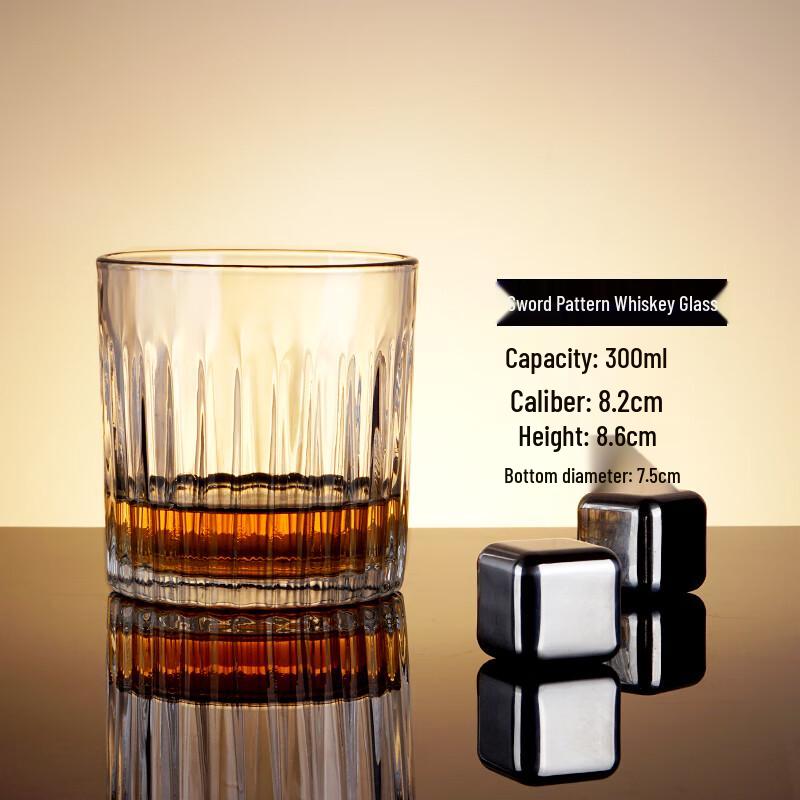 

Shangqi Vintage Engraved Borosilicate Whiskey Cocktail Glass, 300ml