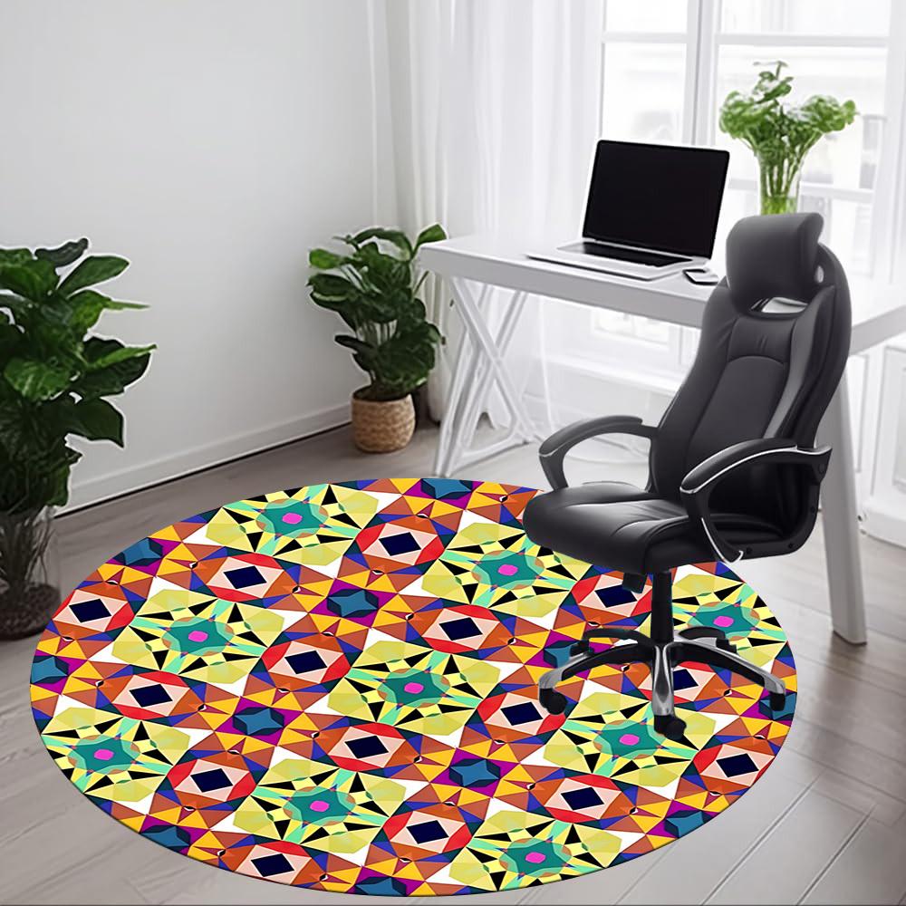 1 Stück Kaleidoskop Muster Stuhlteppich für Büro Rutschfest, Maschinenwaschbarer Teppich für Büro, Zimmer - Feiertagsdekoration, Maschinell hergestellt yy251016043