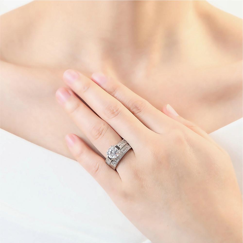 Wedding Rings For Women Classic AAA+ Cubic Zirconia Silver Couples Lovers Finger Ring Jewelry DWR606