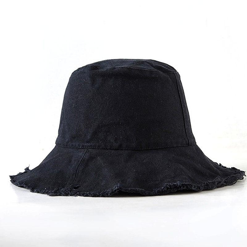 Classic Solid Color Rough Edge Sunshade Bucket Hat Ins Basin Hat Versatile Simple Male and Female Students Sunscreen Hat