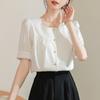 GMXIA Women's Summer White Shirt Women Versatile Commuting Temperament Tops