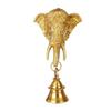100% Pure Brass Ganesha Brass Bell Hanging On Trunk Idol, Religious Murti Gold