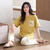 New Pure Cotton Pajamas Women's Spring and Summer Casual Fresh Short-sleeved Trousers Cool Cotton Can Be Worn Outside Loungewear Set