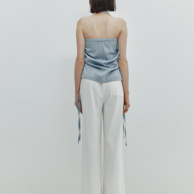 MEENDERI SATIN LOGO SCARF - SKY BLUE