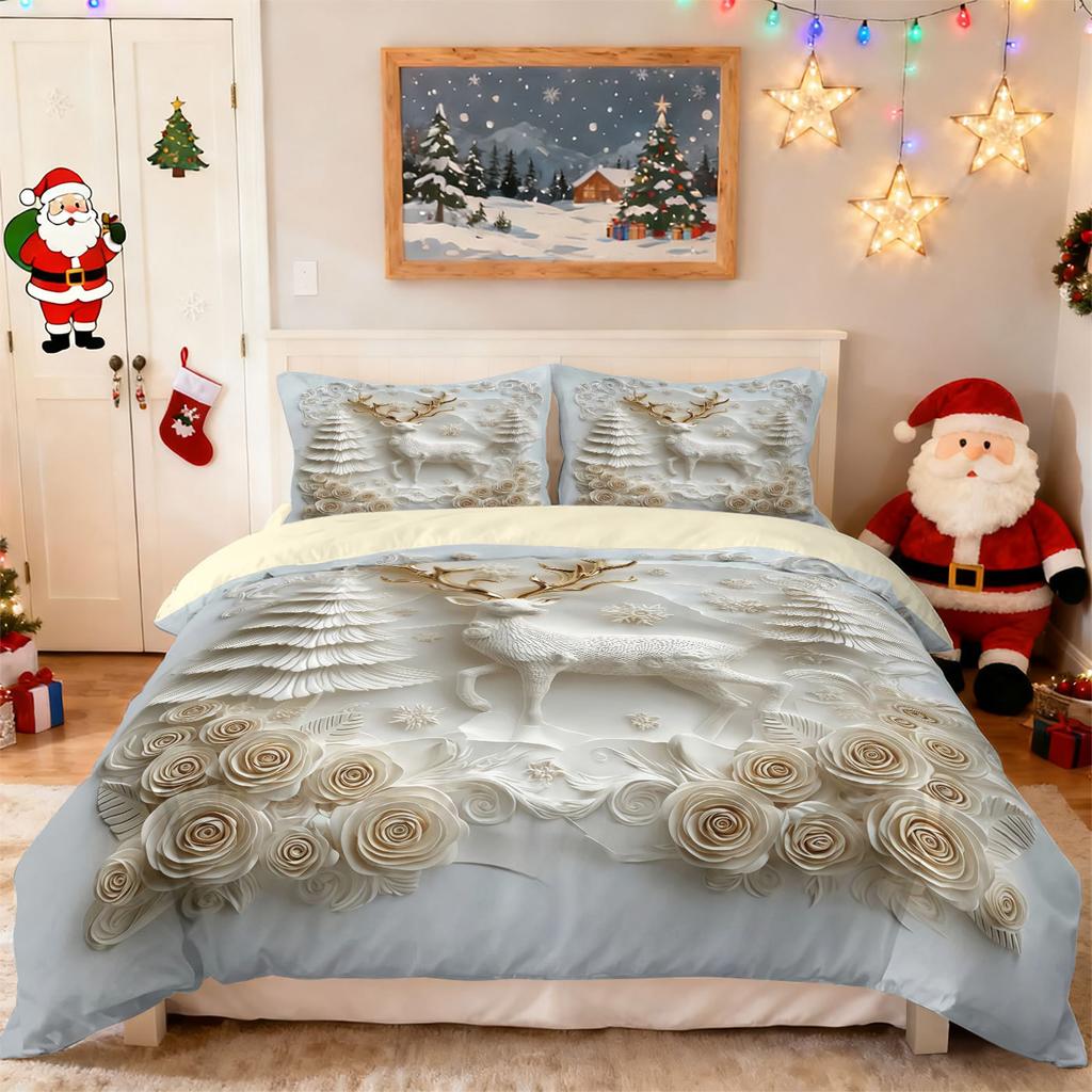 Christmas Snowman Three-Piece Quilt Cover Custom Digital Printing Bedding Set Distribution