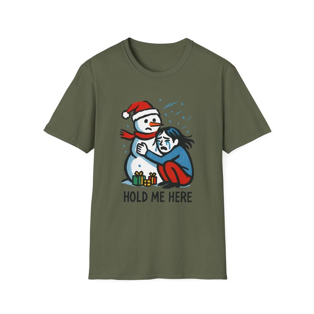 

Unisex Softstyle T-Shirt Woman Snowman Hug Emotional Wholesome Christmas Holiday 3XL