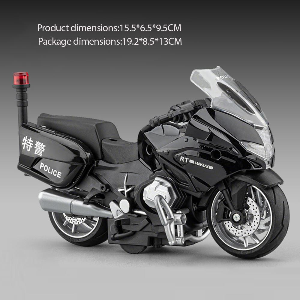 1:14 R1250RT Police Motorcycle Model Alloy Diecast Toy Car Sound Light Pull Back Shock Absorption Miniature Motorbick Kids Gift