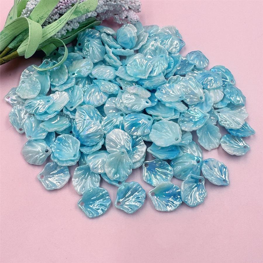 Home Party Supplies Handgefertigtes Material, 150 Stück zur Schmuckherstellung, Acryl mit Löchern, 16 x 18 mm, AB, bunte modische Kohlblatt-Blütenblatt-Perlen