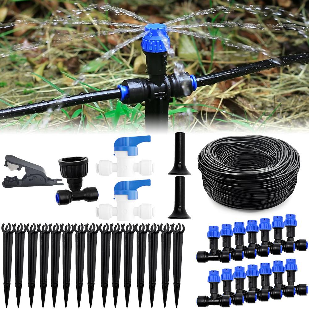 10-30M Drip Irrigation Kit Automatic Garden Watering System with 1/4 Quick Connect for Raised Beds