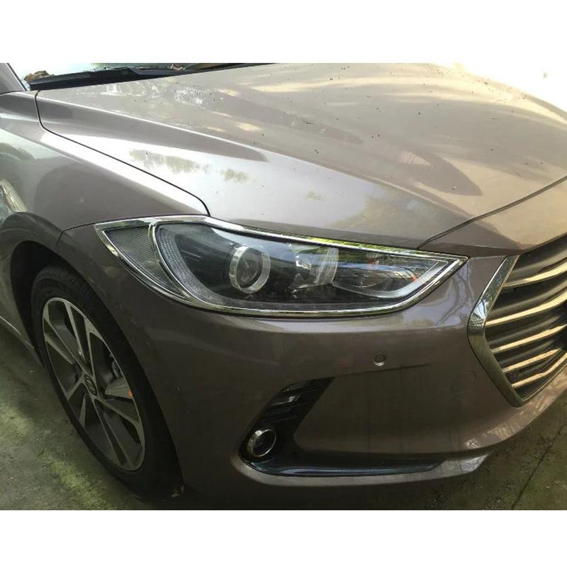 For Hyundai Elantra Avante 2016 2017 2018 Car Cover Detector Head Front Light Lamp Trim Frame Part Eyebrow Hoods 2PCs
