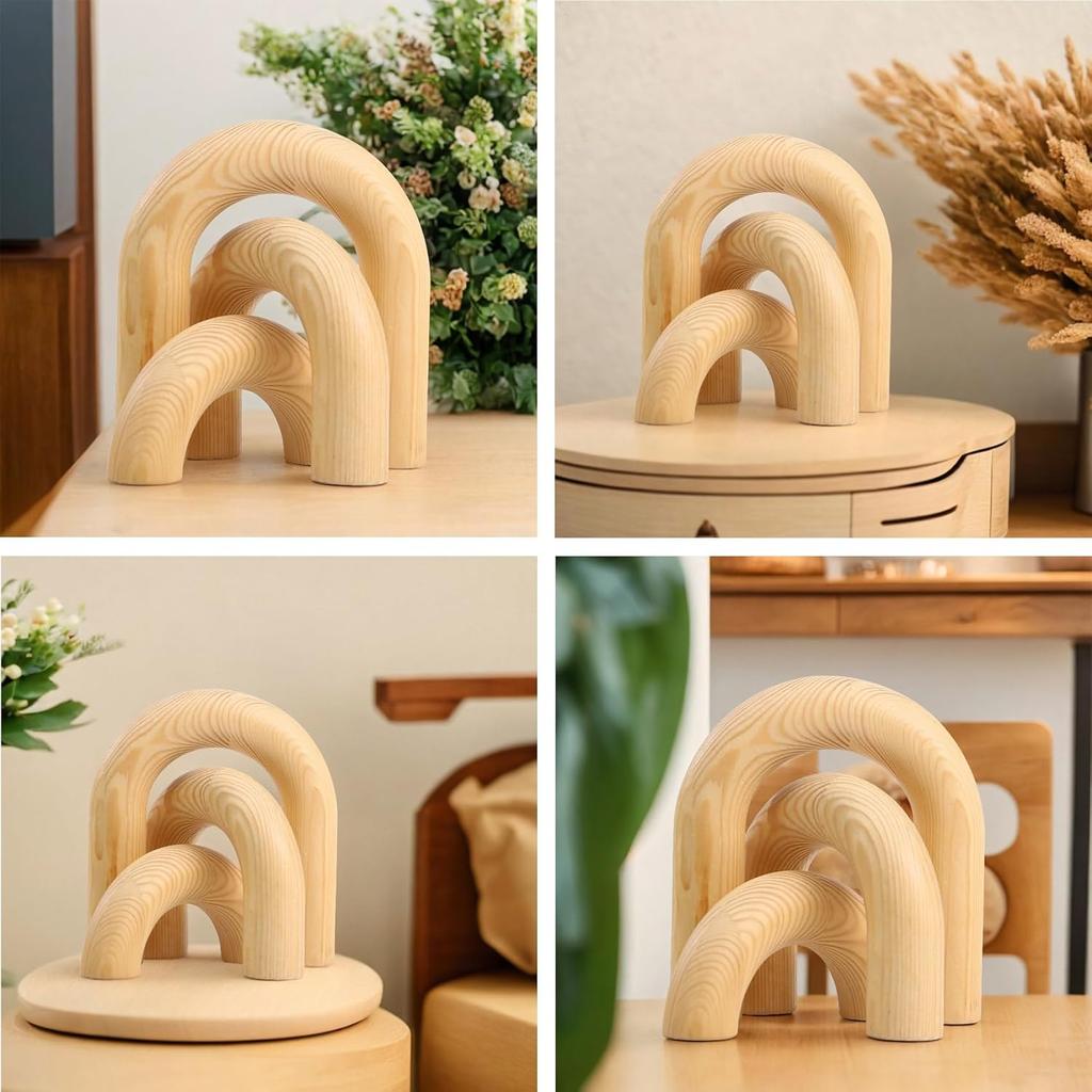 3Pcs Wood Arch Decor Aesthetic Bookcase Decor Boho Book Shelf Decor Modern Home Decor for Room Entryway Small Medium Large