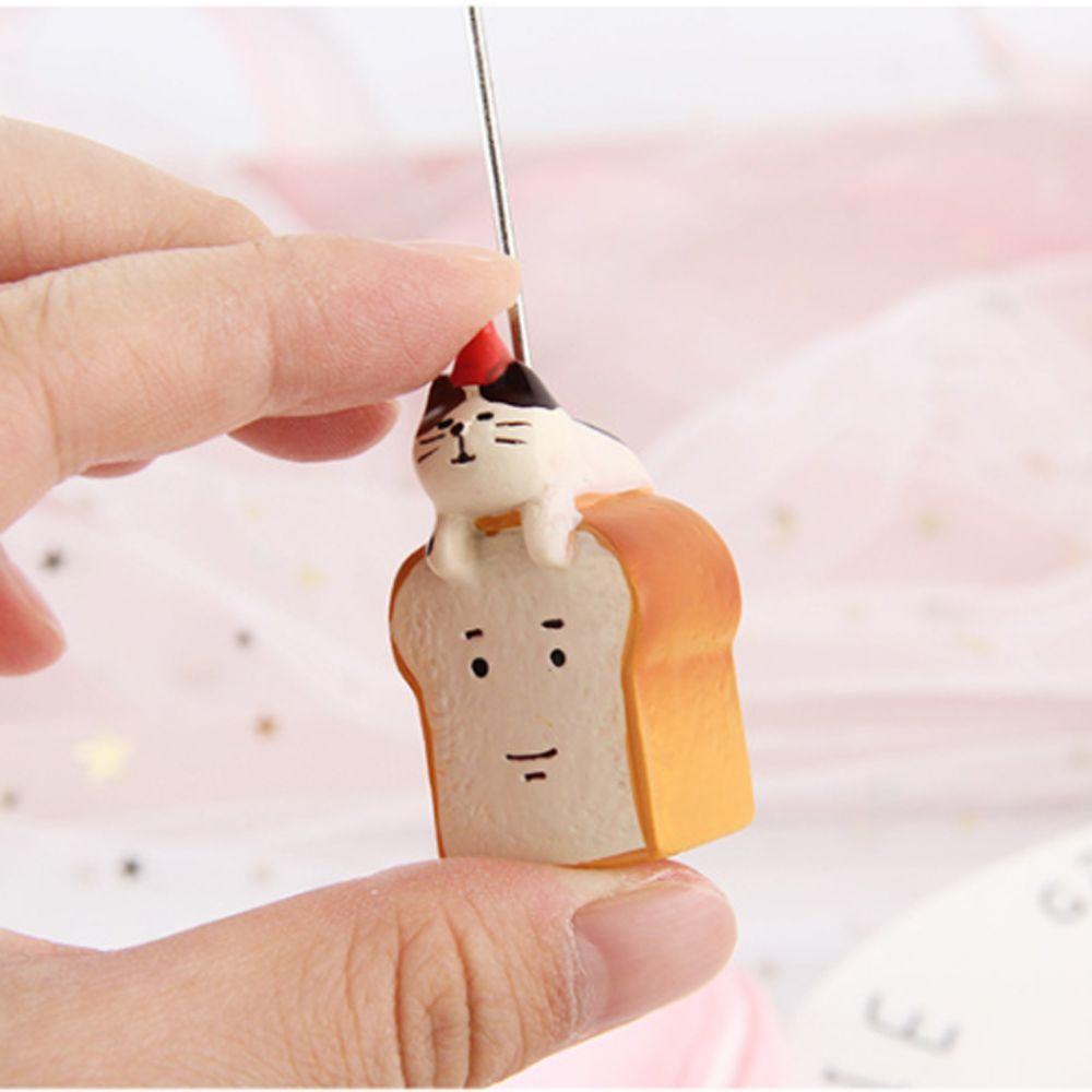 Creative Kawaii Stationery Resin Folder Clip Memo Clip Photo Card Stand Bread Cat Memo Holder