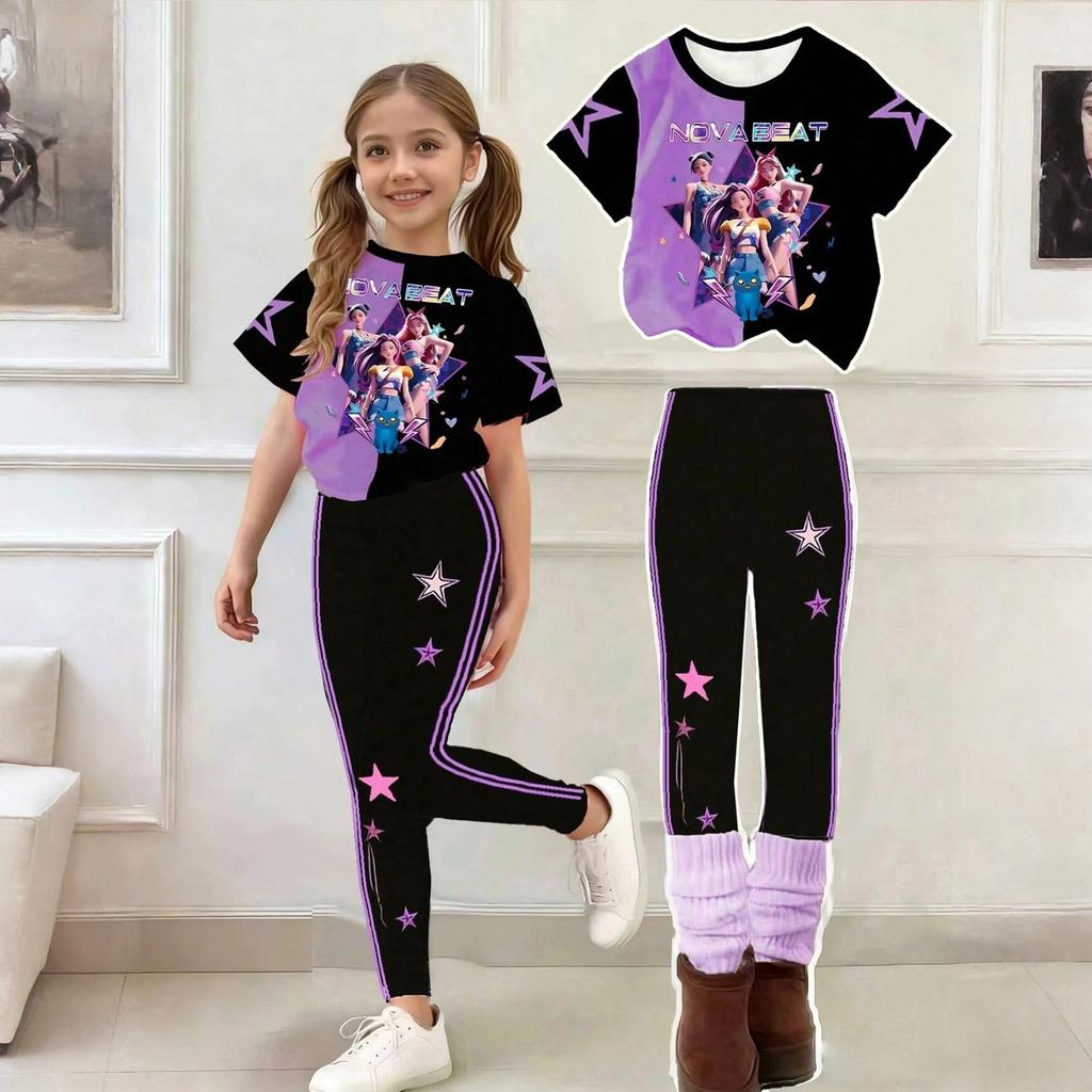 Children's Casual Short-sleeved Printed Short-sleeved Shirt And Pants Two-piece Set