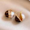 Luxury Leopard Print Pearl Ear Cuffs: European & American Fashion, Retro Double-Sided Earrings.