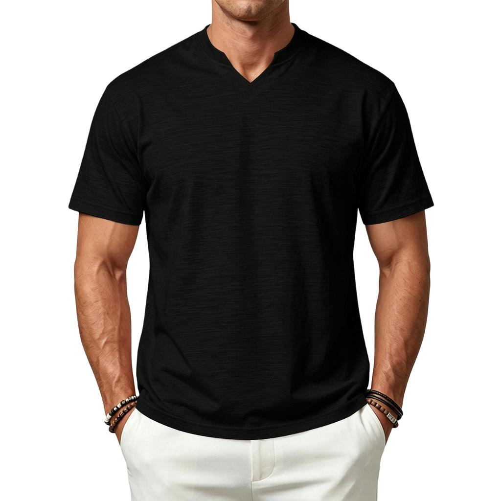 Camiseta de Manga Corta con Cuello en V para Hombre - Transpirable de Secado Rápido, Camiseta de Color, Camiseta Interior Deportiva que Absorbe la Humedad, Corte Casual, Múltiples Colores